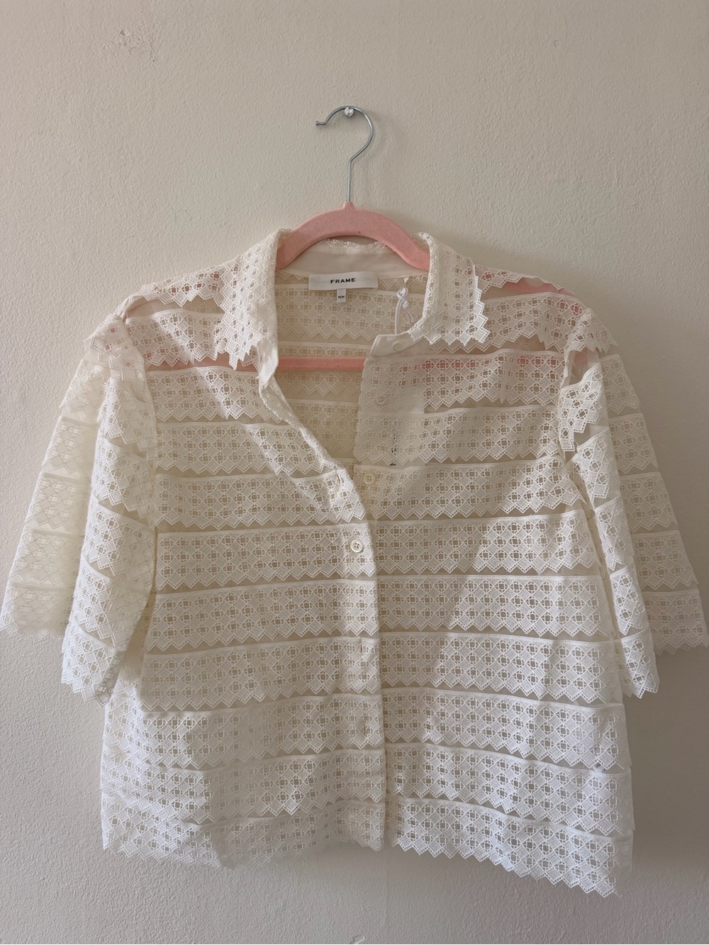 Frame The Lattice Crochet Blouse - Cream